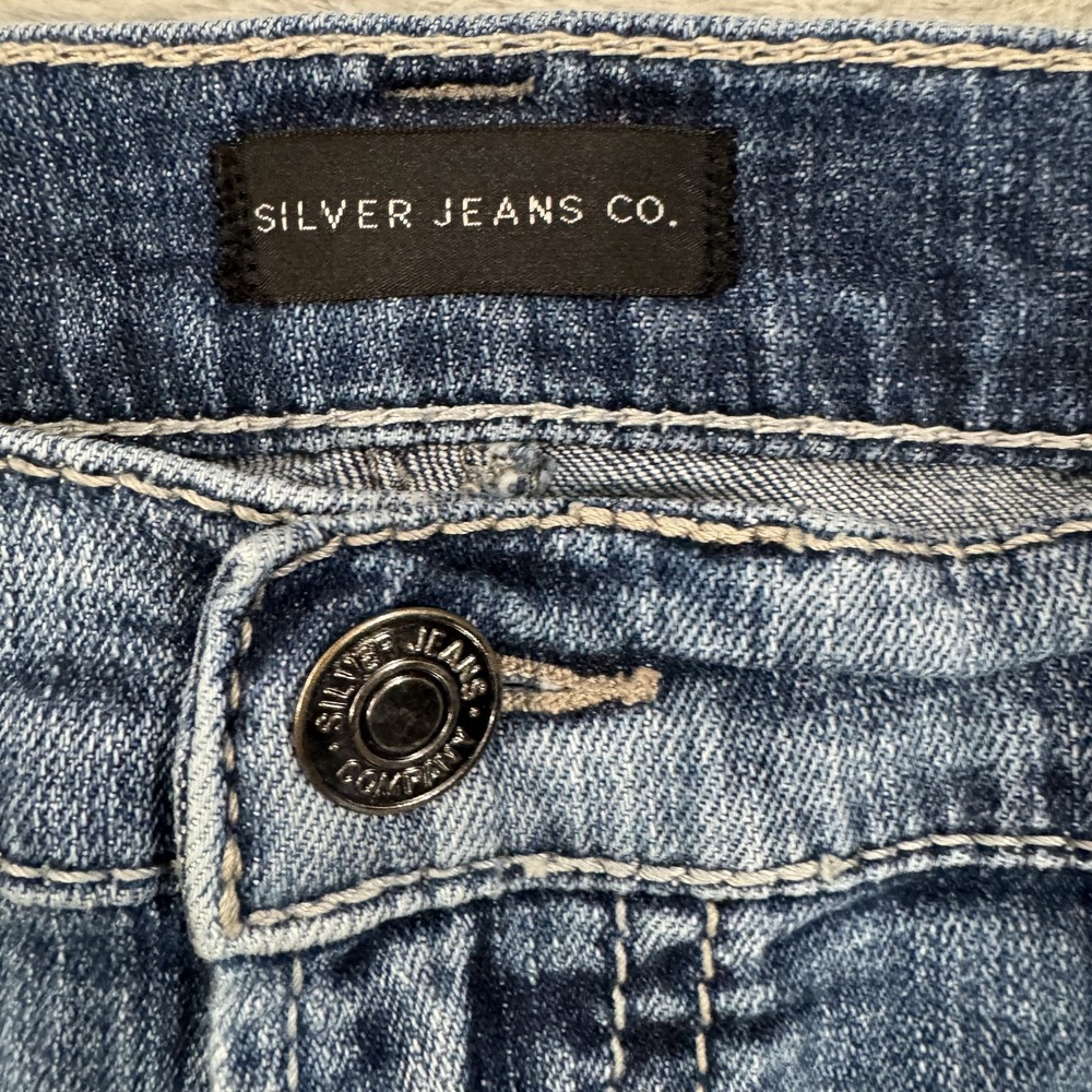 Silver Jeans Co Mens 40x30 Gordie Blue Loose Relaxed Straight Stretch Whiskered - Picture 5 of 16